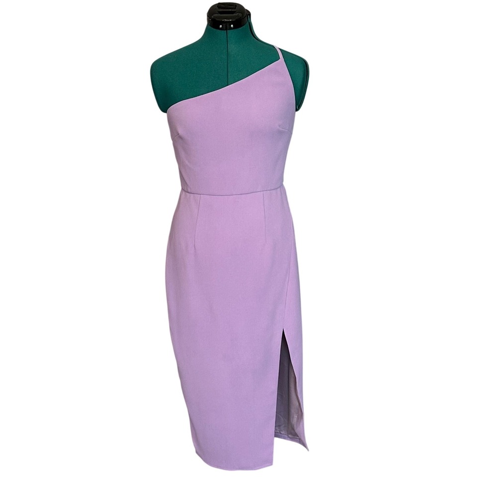 Lovers + Friends Lazo Midi‎ Dress Lavender One Shoulder Purple Slit Small NWT